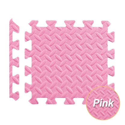 Foam Gym Flooring Tiles with Interlocking Puzzle Edges, Textured EVA 30 cm Floor Mats for Home Workouts and Supervised Playroom Activities