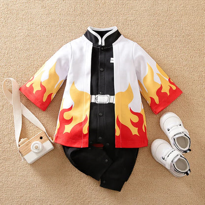 Baby Cosplay Romper with Anime-Inspired Layered Outfit Styling, Long Sleeve Cotton Infant Costume for Boys and Girls Photos and Halloween, 59-90 cm