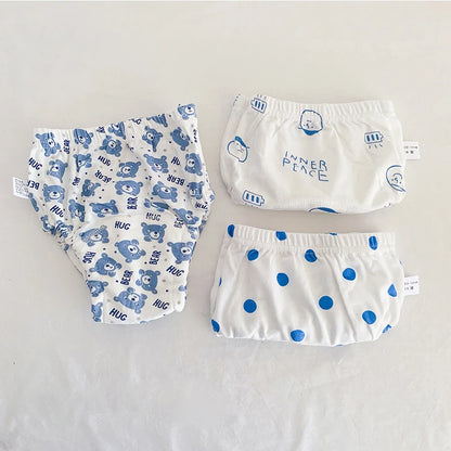 Toddler Potty Training Pants 3-Pack, 6-Layer Washable Cotton Learning Underwear with Elastic Waist and TPU Layer in 8–18 kg Size Options