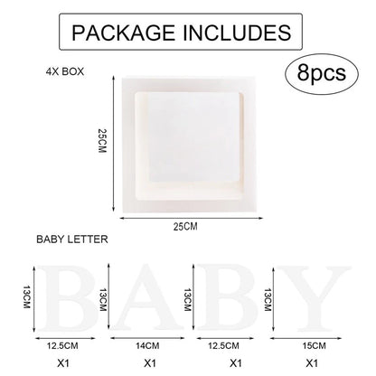 BABY Letter Balloon Boxes, 25cm Baby Shower Decorations for Boys and Girls, Gender Reveal Party Displays and First Birthday Photo Backdrops