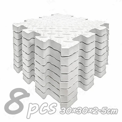 Thick Foam Crawling Mat Tiles, 8-Piece Interlocking Set with 2.5 cm Padding and 30 cm Squares for Nursery Corners and Supervised Baby Floor Play