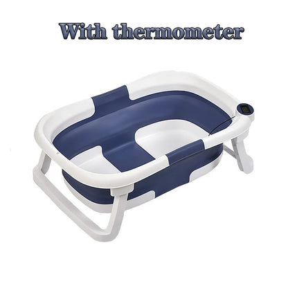 Temperature-Sensing Baby Bathtub with Digital Display, Compact Folding Bath Tub for Supervised Bathing and Small-Bathroom Storage