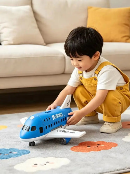 Passenger Airplane Toy with Foldable Storage Design, Wheeled Plane Model for Kids Pretend Airport Play in Red, Blue, Yellow or Green