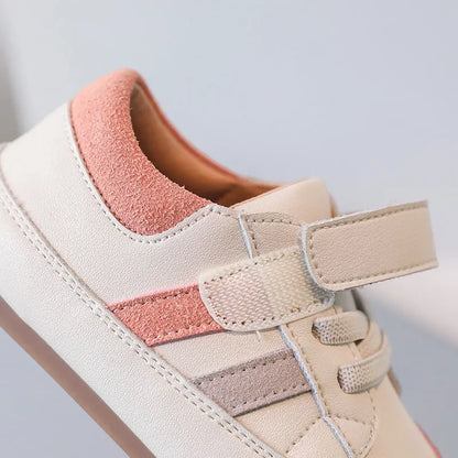 Baby Colorblock Strap Sneakers in Microfiber Leather, DIMI Low-Top Casual Shoes for Boys and Girls in Blue Pink or Brown, Spring and Fall Outfits