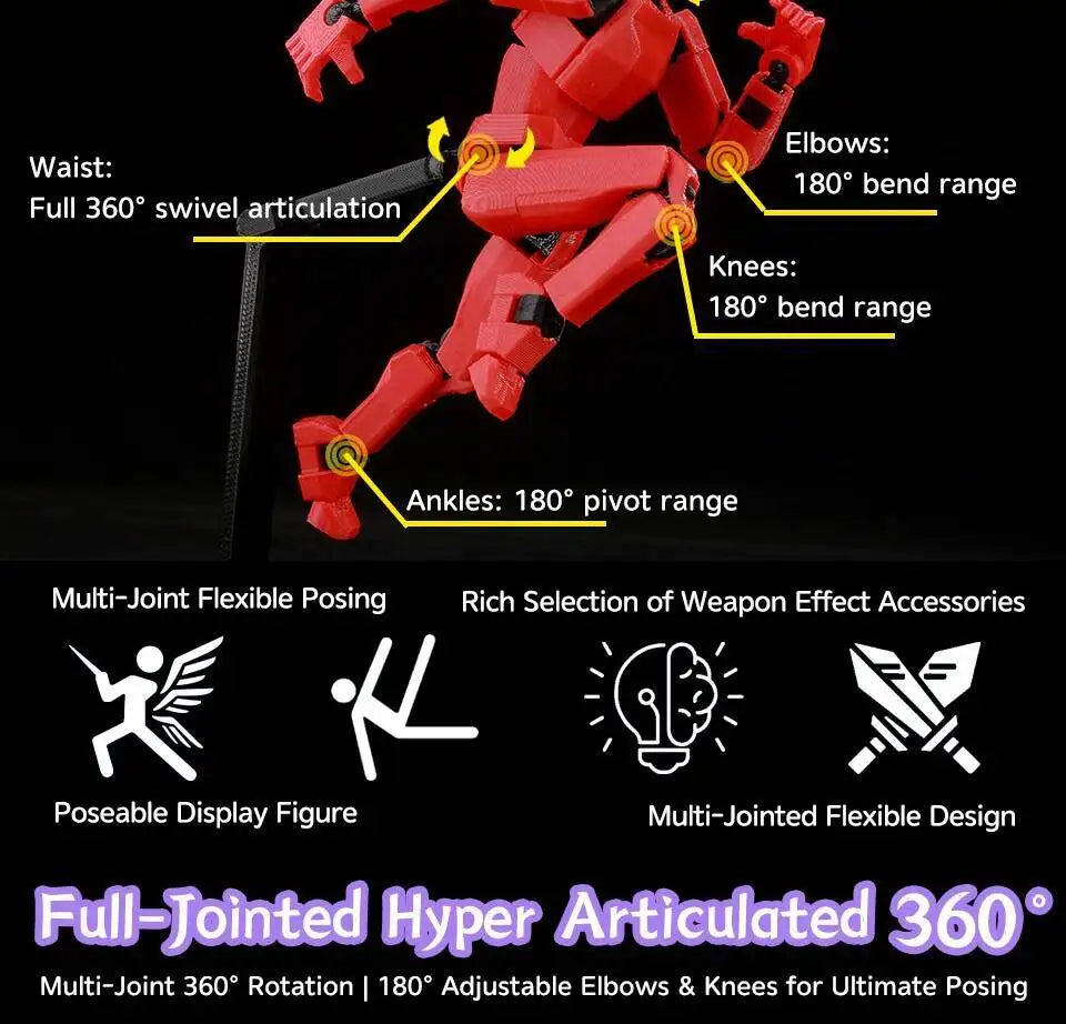 Articulated Superhero Action Figure, 3D Printed PETG Collectible with 30+ Poseable Joints, Interchangeable Parts and Accessories for Display