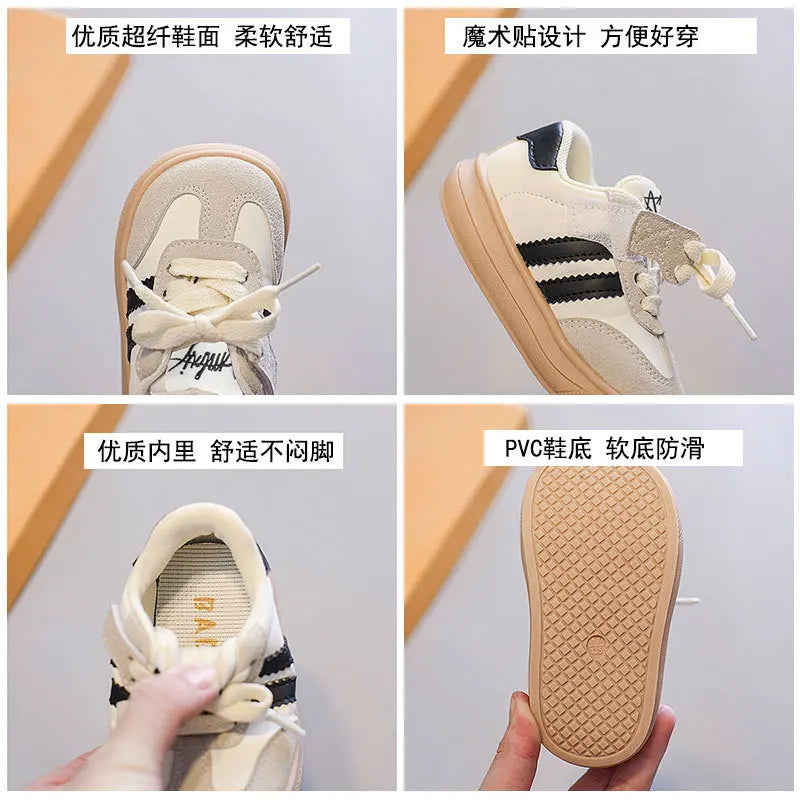 Kids' German Trainer Sneakers with Soft Soles, Anti-Slip Low-Top Casual Shoes for Boys and Girls, Spring and Fall Everyday Wear