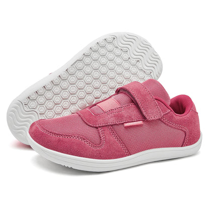 Kids Zero-Drop Barefoot Sneakers by HOBIBEAR with Wide Toe Box, Hook-and-Loop Strap, Mesh Upper and Artificial Leather Toe for Lightweight Everyday Wear