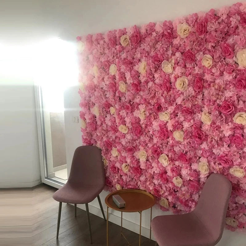 Artificial Flower Wall Panels with Fabric Roses, 40 x 60 cm Reusable Floral Backdrop for Baby Showers, Weddings, Birthdays & Home Decor