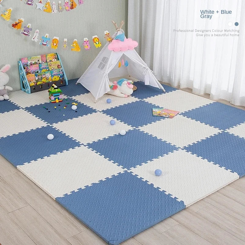 Baby Puzzle Play Mat with 30 cm Interlocking Foam Tiles, 1 cm Thick Textured Floor Padding in 8 or 16 Pieces for Supervised Indoor Play