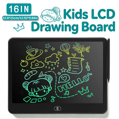 Erasable LCD Writing Board for Kids, 8, 11, 13 or 16 Inch Color Drawing Tablet with Stylus for Doodles, Handwriting and Number Practice