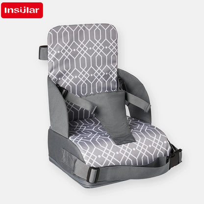 Portable Dining Booster Cushion by INSULAR, Foldable Toddler Chair Seat Pad with Backrest and Buckle Straps for Supervised Home and Away Meals
