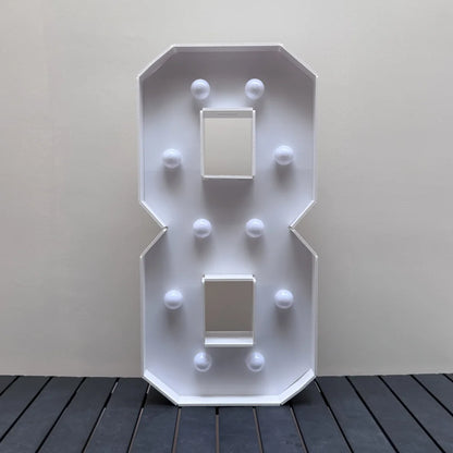 Light Up Marquee Numbers, 73 cm White KT Board Frames with Lights and Support Brackets for Birthday Backdrops and Anniversary Displays