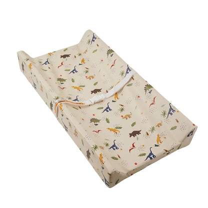 Diaper Changing Pad with Printed or Solid Color Designs, Contoured Sides and Buckle Strap, Wipeable Baby Mat for Dresser and Changing Table Care