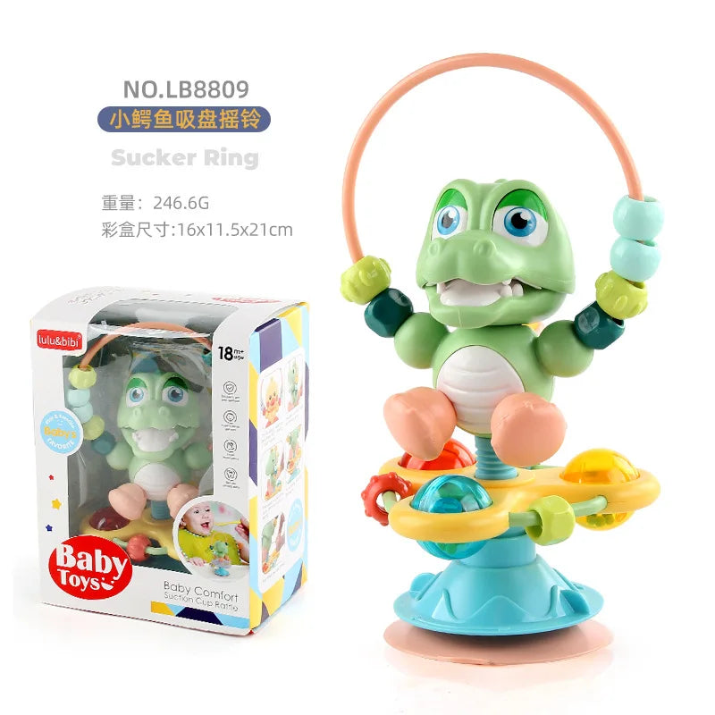 Animal Suction Activity Toy with Colorful Beads and Rattle Rings, Cartoon Tabletop Play Accessory for Supervised Reaching and Hands-On Exploration
