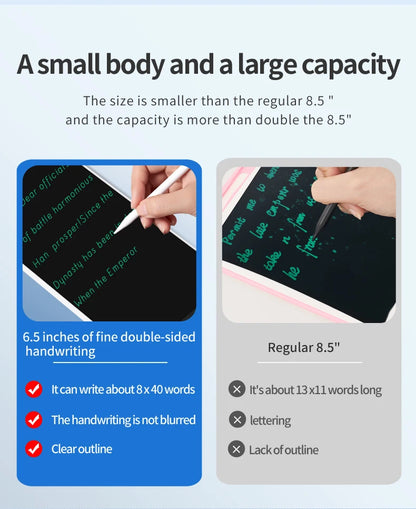 Compact LCD Writing Tablet, 6.5-Inch Fine Handwriting Sketch Pad with Single or Double-Sided Options and Magnetic Stylus for Notes and Drawing