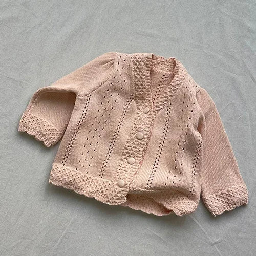 Infant Girl Sweater Cardigan with Long Sleeves, Button-Front Knit Layering Coat in Multiple Styles for Fall Outfits, Sizes 3M to 3T