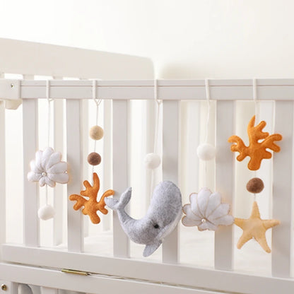 Baby Gym Hanging Toys in Wood and Cotton with Animal, Star and Moon Pendant Designs, Individual or Set Options for Supervised Play