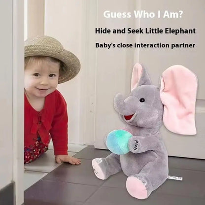 Musical Elephant Stuffed Animal with Flapping Ears, 25 cm Soft Peekaboo Plush Toy with Songs for Supervised Toddler Play Over 12 Months