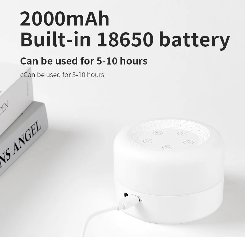Color Light White Noise Machine with 7 Light Effects and 12 Sounds, 2000mAh Rechargeable Battery, Compact Sound Device for Nursery and Travel