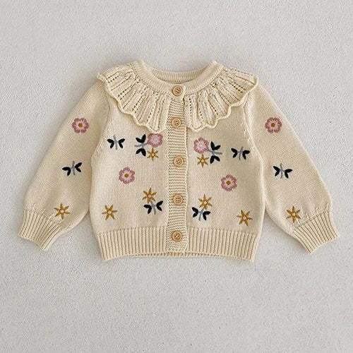 Baby Girl Knit Cardigan Sweaters with Long Sleeves, Korean-Style Infant and Toddler Layering Coats in Multiple Designs, Sizes 3M to 3T