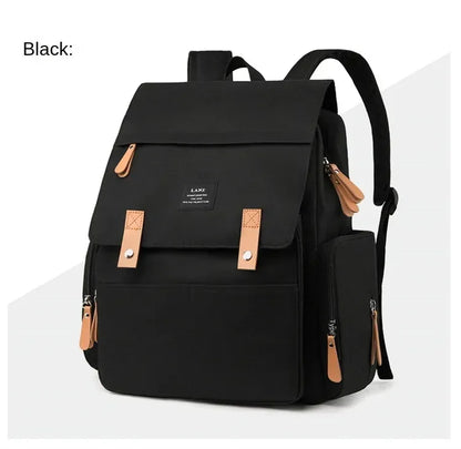 Flap-Top Diaper Backpack with Front Storage Pockets, Two Stroller Hooks and 53 x 34 cm Changing Mat for Baby Essentials and Everyday Parent Outings
