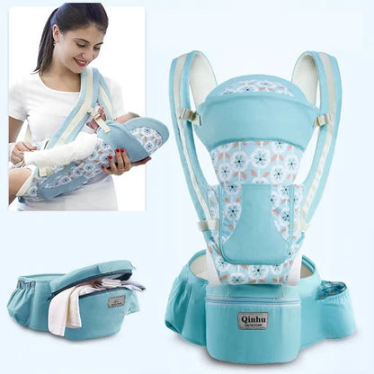 Hip Seat Baby Carrier with Padded Shoulder Straps, Wide Waist Belt and Zippered Storage Pocket, Babywearing Gear in Solid and Floral Color Options