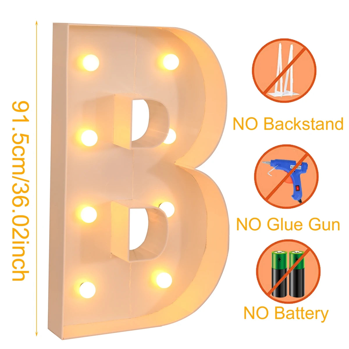 Giant Marquee Letter Frame Box, 91.5cm LED Light-Style Alphabet Display for DIY Names, Baby Showers, First Birthdays and Wedding Party Decor