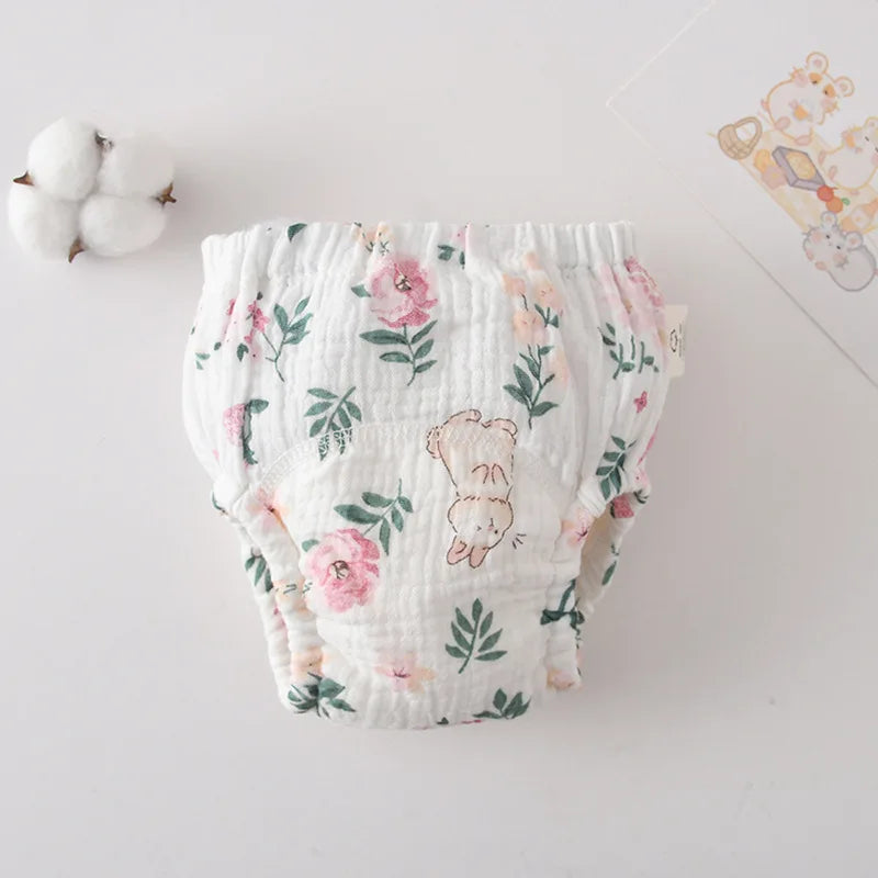 Printed Cotton Potty Training Pants, Single Reusable Learning Underwear with Pull-On Waist for Babies and Toddlers in Sizes 80–110