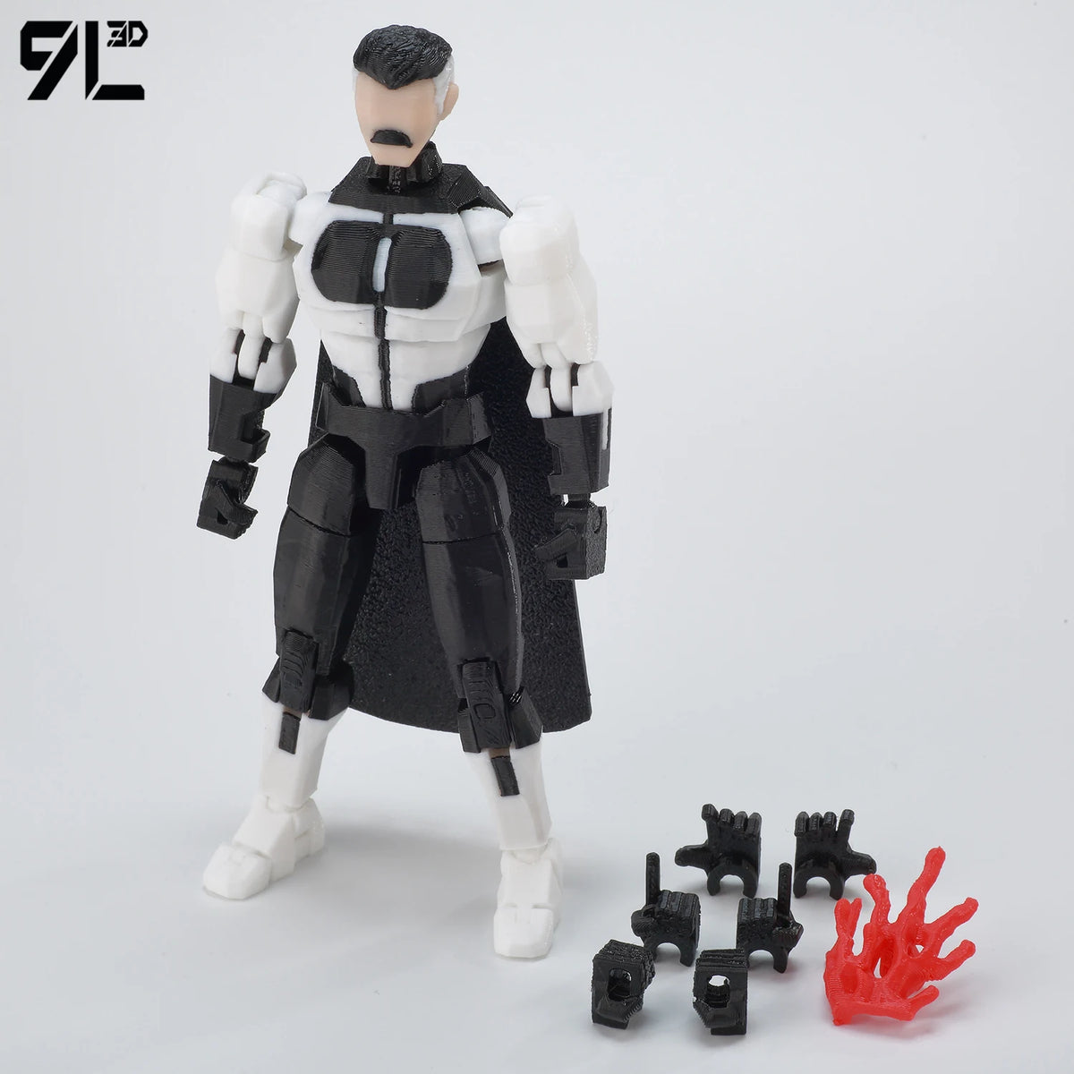Articulated Superhero Action Figure, 3D Printed PETG Collectible with 30+ Poseable Joints, Interchangeable Parts and Accessories for Display