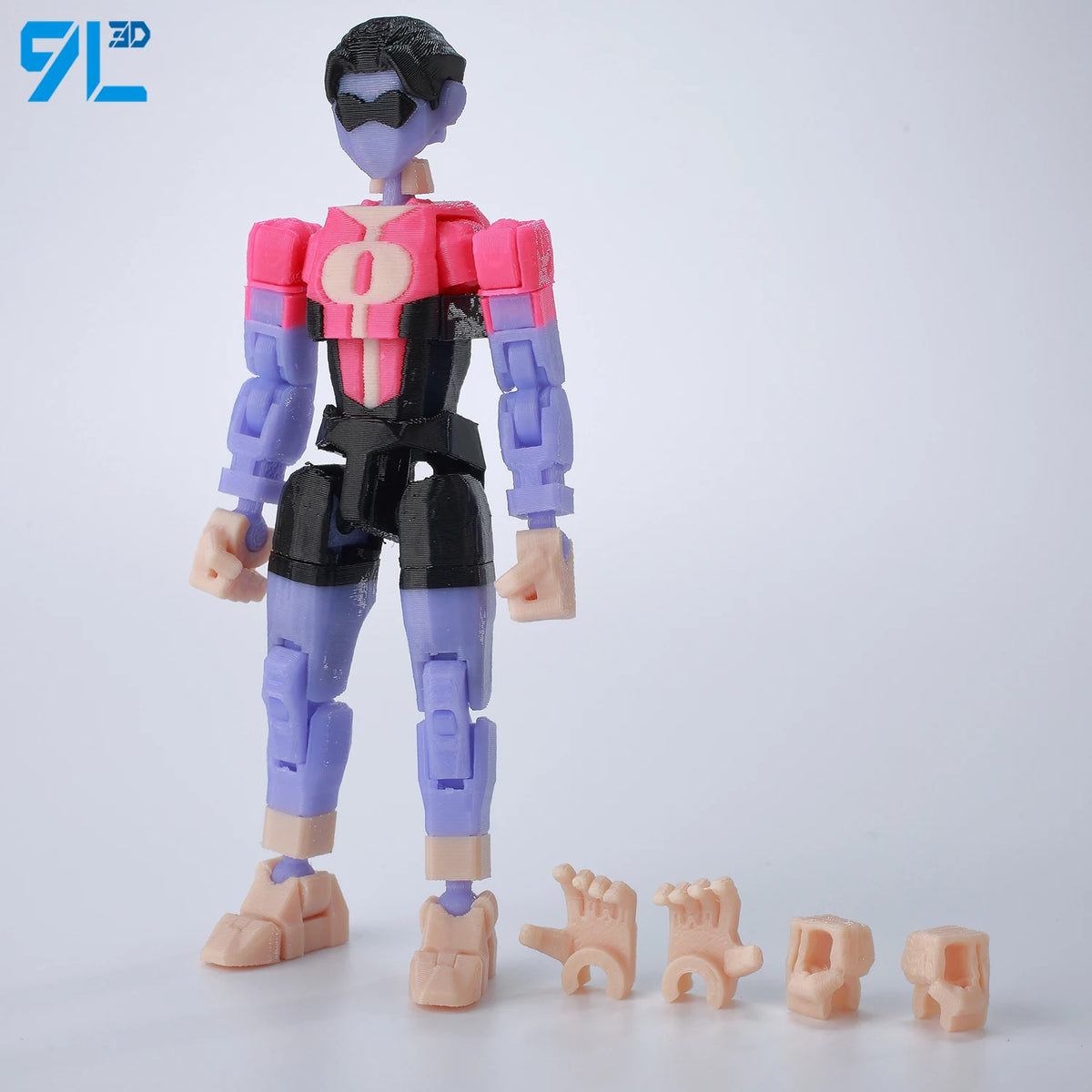 Articulated Superhero Action Figure, 3D Printed PETG Collectible with 30+ Poseable Joints, Interchangeable Parts and Accessories for Display