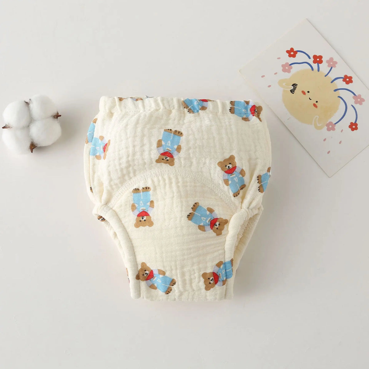 Printed Cotton Potty Training Pants, Single Reusable Learning Underwear with Pull-On Waist for Babies and Toddlers in Sizes 80–110