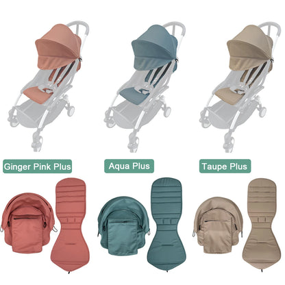 Stroller Replacement Fabric Set for Babyzen YOYO and YOYO2, MomTan Canopy with Storage Pocket and Padded Seat Cushion, Multiple Color Options