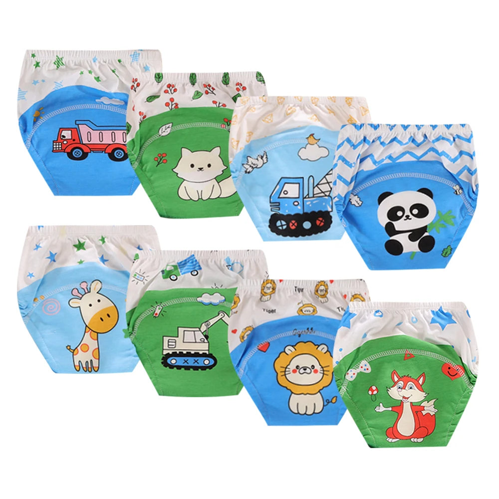 Washable Potty Training Pants Multipack, 4 or 8 Reusable Toddler Underwear Briefs with Printed Designs for Daytime Toilet Learning, Sizes S-XL