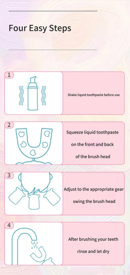Children’s Rechargeable Toothbrush with U-Shaped Silicone Head, Cartoon Handle, Three Sonic Modes and Automatic Timer for Ages 2–15