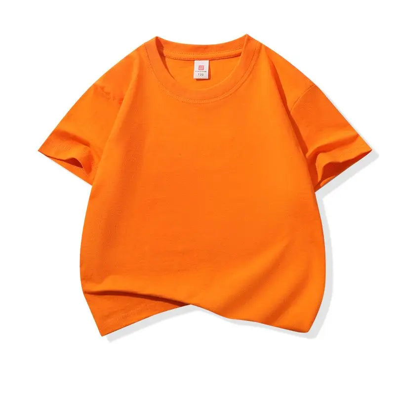 Kids Solid Color Cotton T-Shirt, 180gsm Short Sleeve Crewneck Basic Tee for Boys and Girls in 18 Colors for Summer and Everyday Casual Outfits