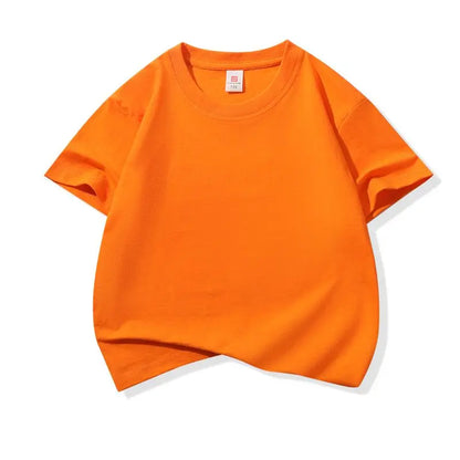 Kids Solid Color Cotton T-Shirt, 180gsm Short Sleeve Crewneck Basic Tee for Boys and Girls in 18 Colors for Summer and Everyday Casual Outfits