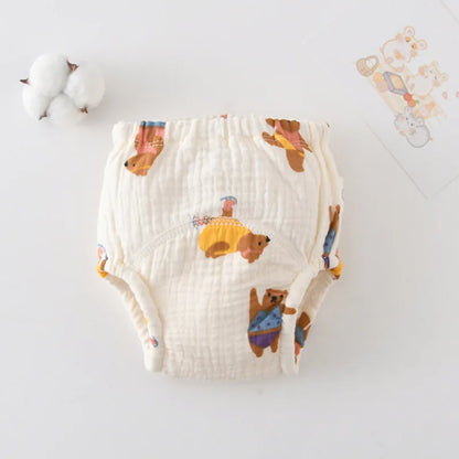 Printed Cotton Potty Training Pants, Single Reusable Learning Underwear with Pull-On Waist for Babies and Toddlers in Sizes 80–110
