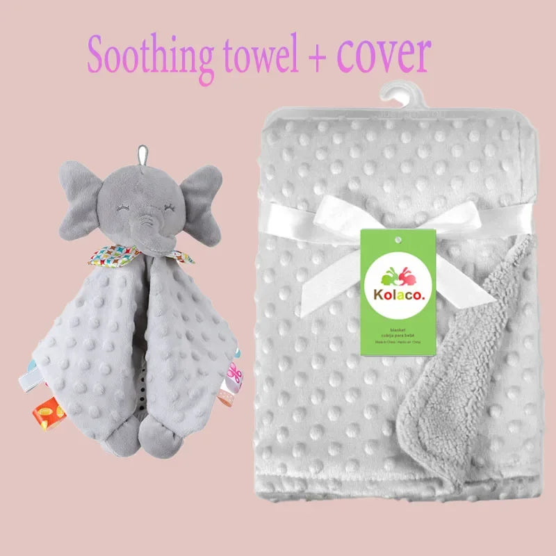 Embroidered Name Baby Blanket and Animal Comforter Options, Personalized Minky Bubble-Texture Keepsake with Single-Item and Two-Piece Gift Choices