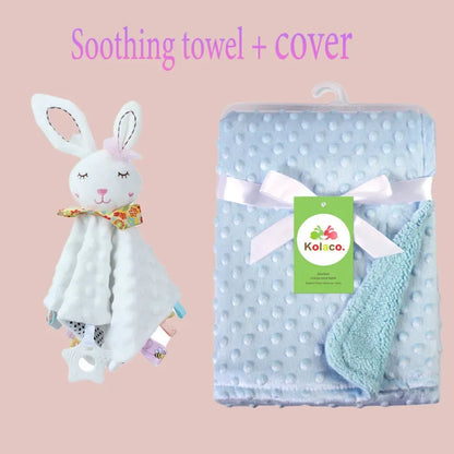 Embroidered Name Baby Blanket and Animal Comforter Options, Personalized Minky Bubble-Texture Keepsake with Single-Item and Two-Piece Gift Choices