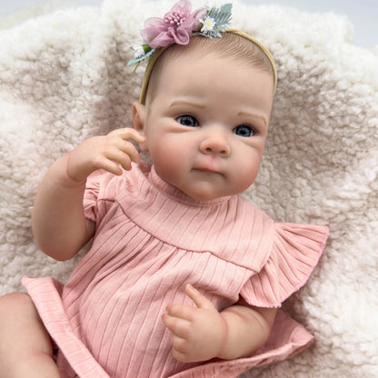 Full Body Vinyl Reborn Doll Bettie, 19-Inch Baby Girl with Poseable Head and Limbs, Open Acrylic Eyes, Painted Hair, Outfit and Pretend-Care Accessories