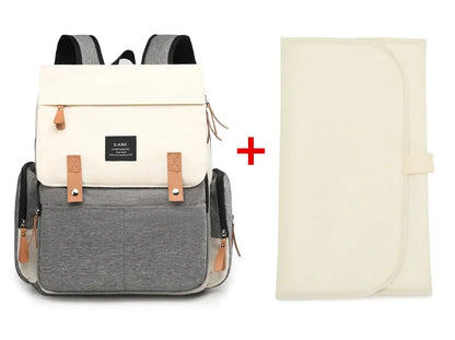 Flap-Top Diaper Backpack with Front Storage Pockets, Two Stroller Hooks and 53 x 34 cm Changing Mat for Baby Essentials and Everyday Parent Outings