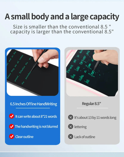 Pocket LCD Writing Pad, 6.5-Inch Full-Screen Fine-Line Tablet with Magnetic Stylus for Meeting Notes, Quick Sketches and Handwriting Practice