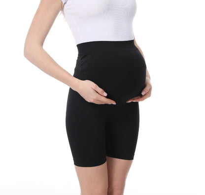 Stretch Maternity Leggings with High Waist Belly Panel, 90% Nylon and 10% Spandex Pregnancy Pants with Shorts and Thickened Style Options