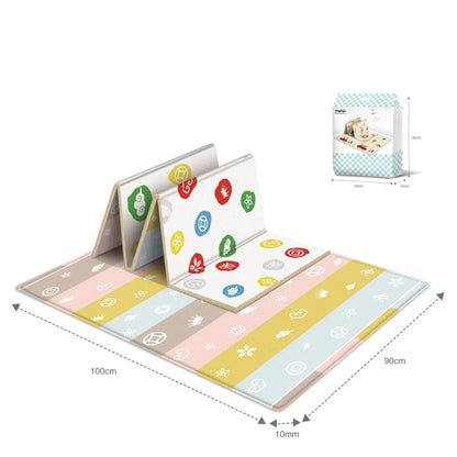 Foldable Baby Activity Mat with Double-Sided Prints, LDPE Padded Wipe-Clean Floor Surface and Carry Bag for Supervised Tummy Time and Toddler Play