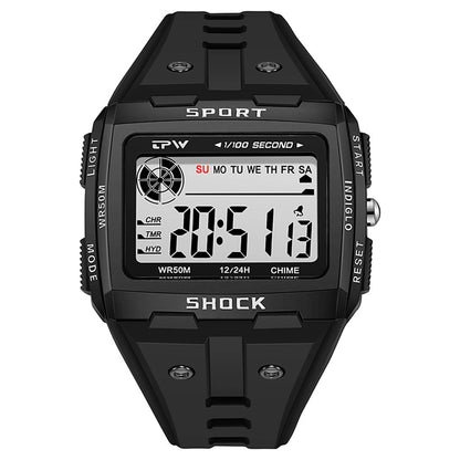 Colorful Link Digital Watch, Kids Block-Inspired Wristwatch with LED Backlight, Adjustable Plastic Band, Alarm, Calendar and Stopwatch for Daily Wear