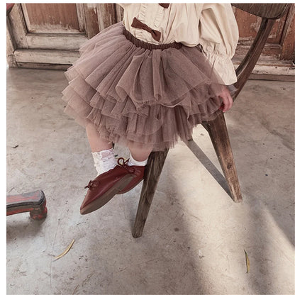Tiered Tulle Tutu Skirt for Toddler and Little Girls with Gathered Waistband, Fluffy Solid Color Pettiskirt for Birthdays, Dance and Dress-Up