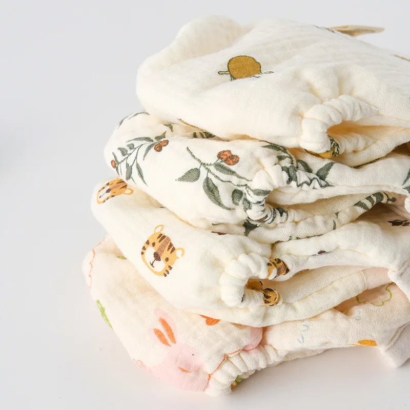Baby Wrap Cloth Diaper with Adjustable Waist Tabs, Reusable Cotton Nappy in Animal and Rainbow Prints, Single-Piece Infant Changing Essential