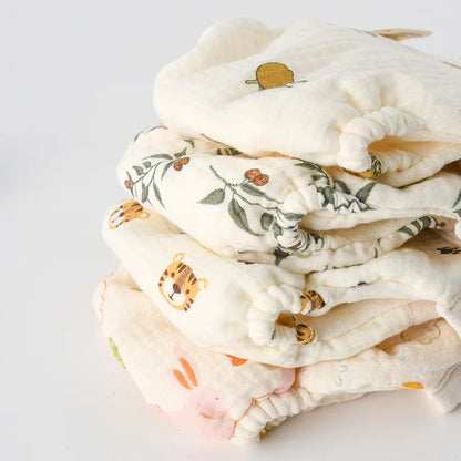 Baby Wrap Cloth Diaper with Adjustable Waist Tabs, Reusable Cotton Nappy in Animal and Rainbow Prints, Single-Piece Infant Changing Essential
