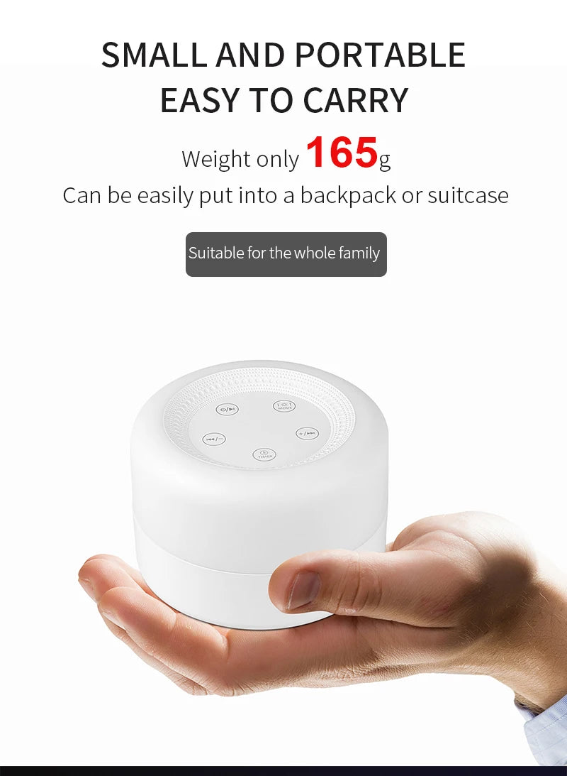 Color Light White Noise Machine with 7 Light Effects and 12 Sounds, 2000mAh Rechargeable Battery, Compact Sound Device for Nursery and Travel