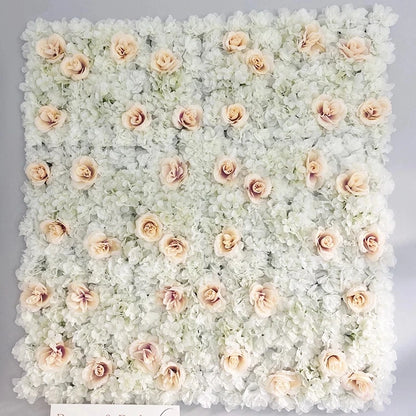Artificial Flower Wall Panels with Fabric Roses, 40 x 60 cm Reusable Floral Backdrop for Baby Showers, Weddings, Birthdays & Home Decor